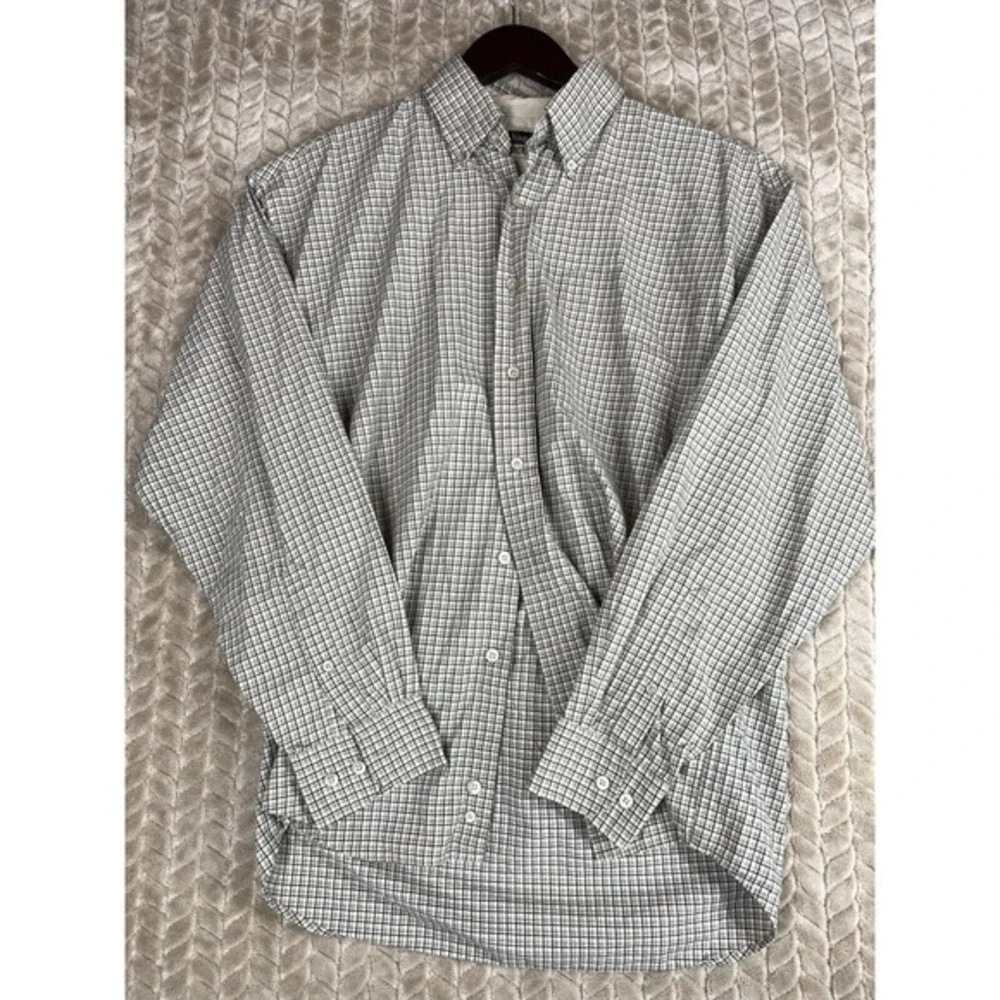 Haggar‎ Forevernew Shirt Men's M long Sleeve Button Down Khaki Plaid